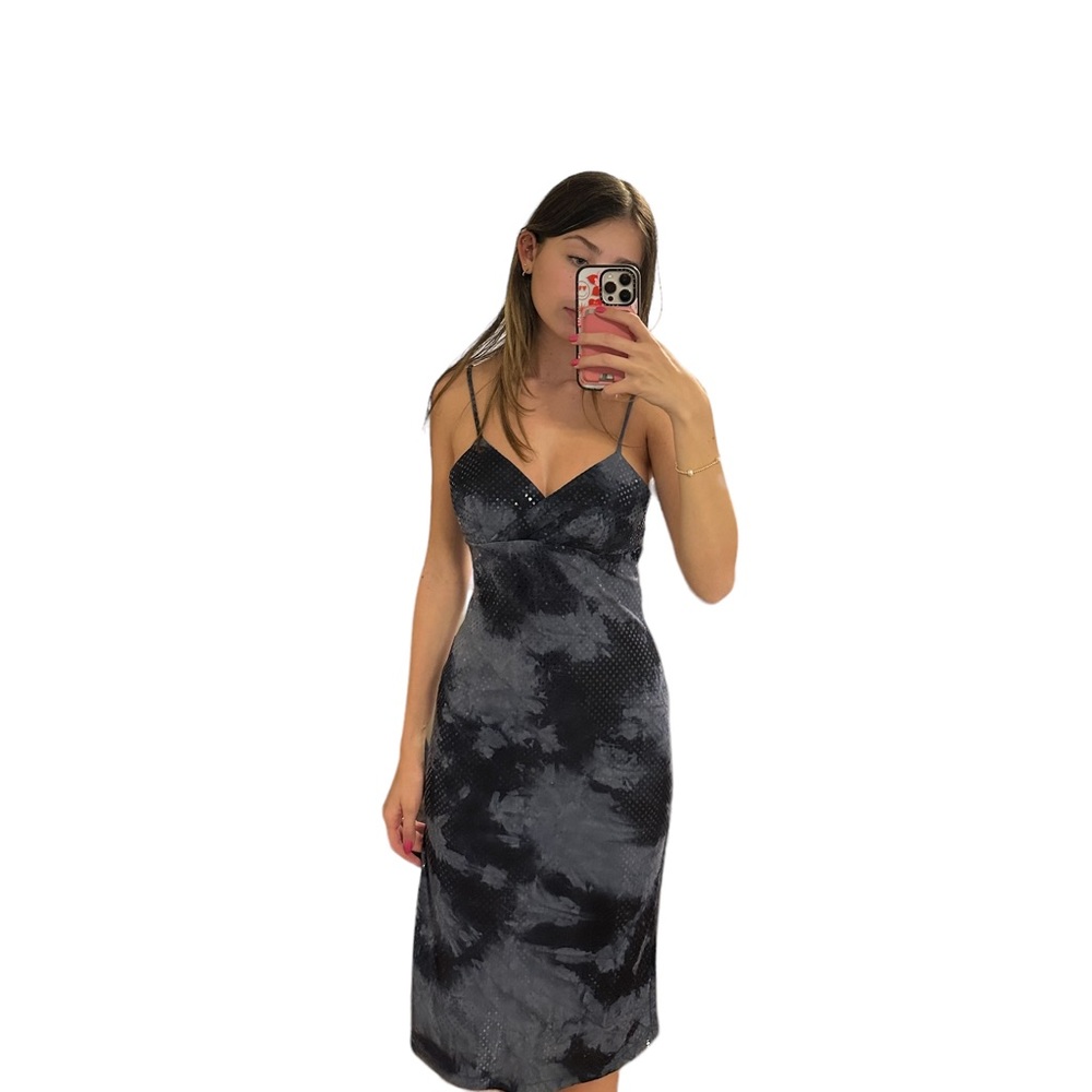 Vintage La belle tie dye sequence midi dress